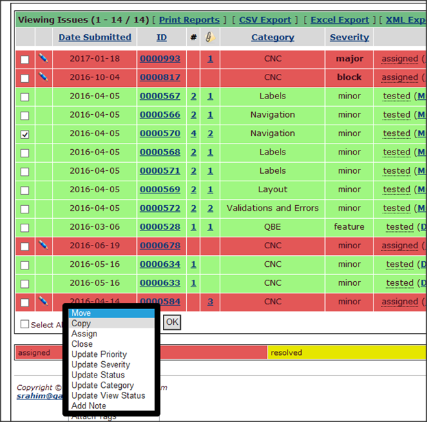 Speed Update_Bulk Update drop down in View Issues Page