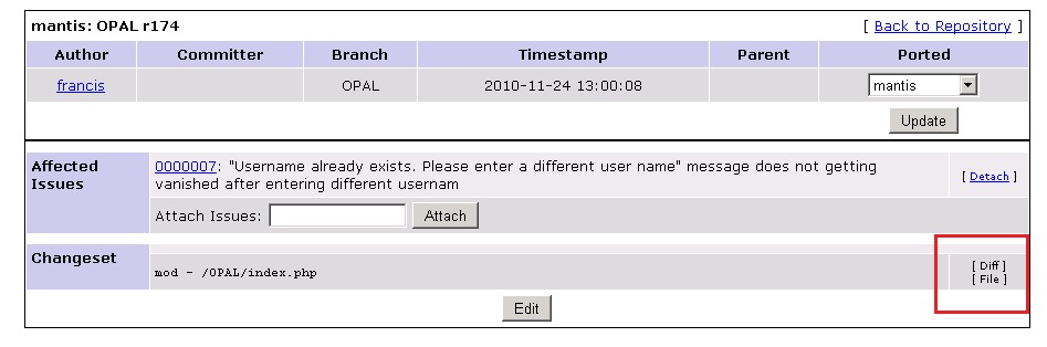 diff and file links are not shown