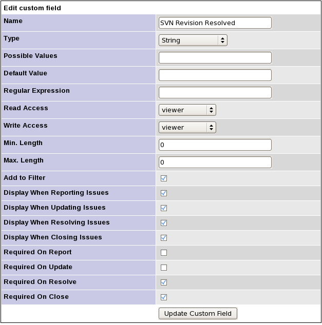 Screenshot Required Custom Field