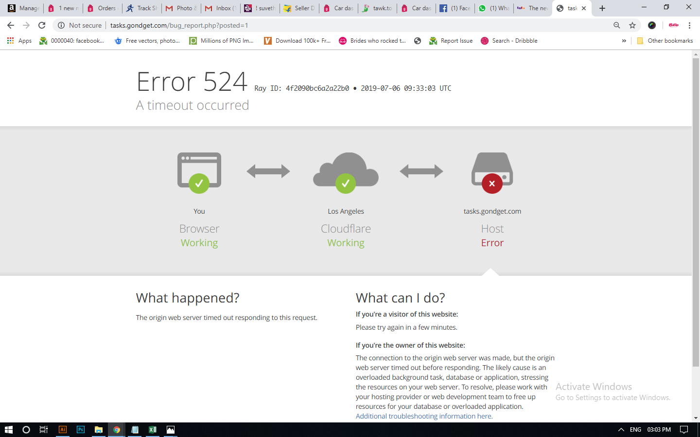 in every action after a 3- 4 minutes loading process we are getting this problem