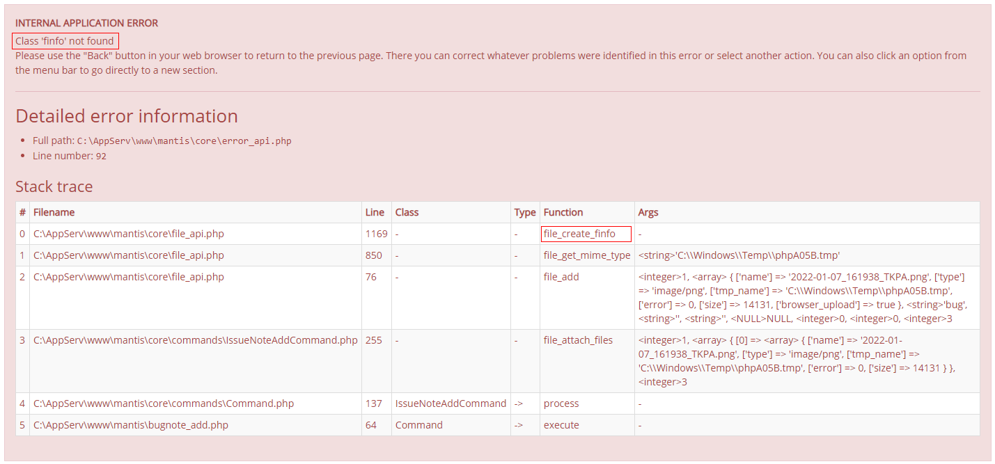 Class 'finfo' not found
