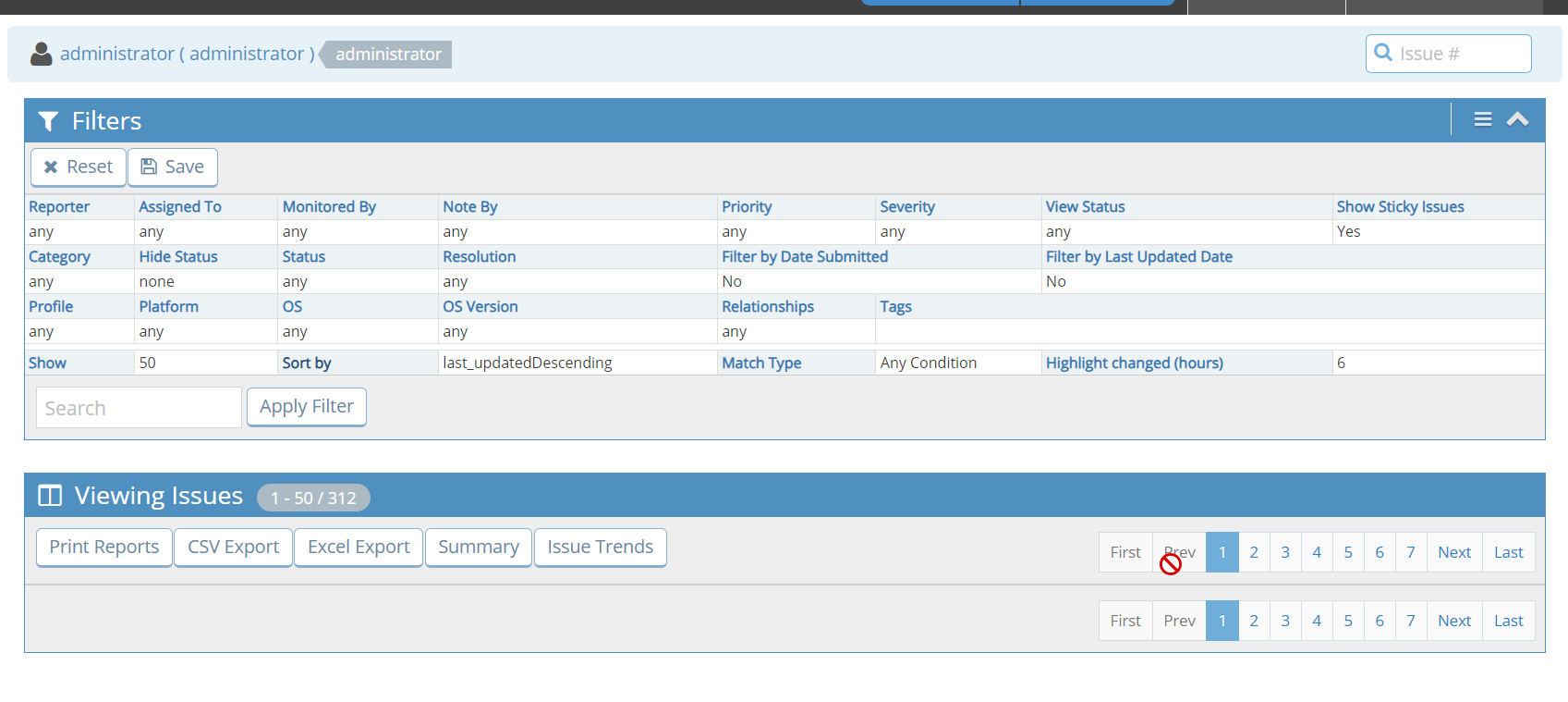current view is blank