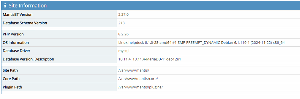 Site information of the new server