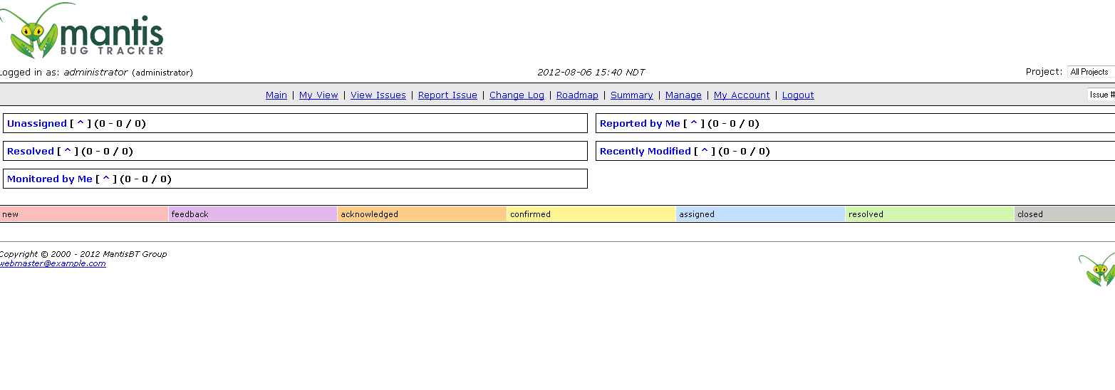 fresh install in test env