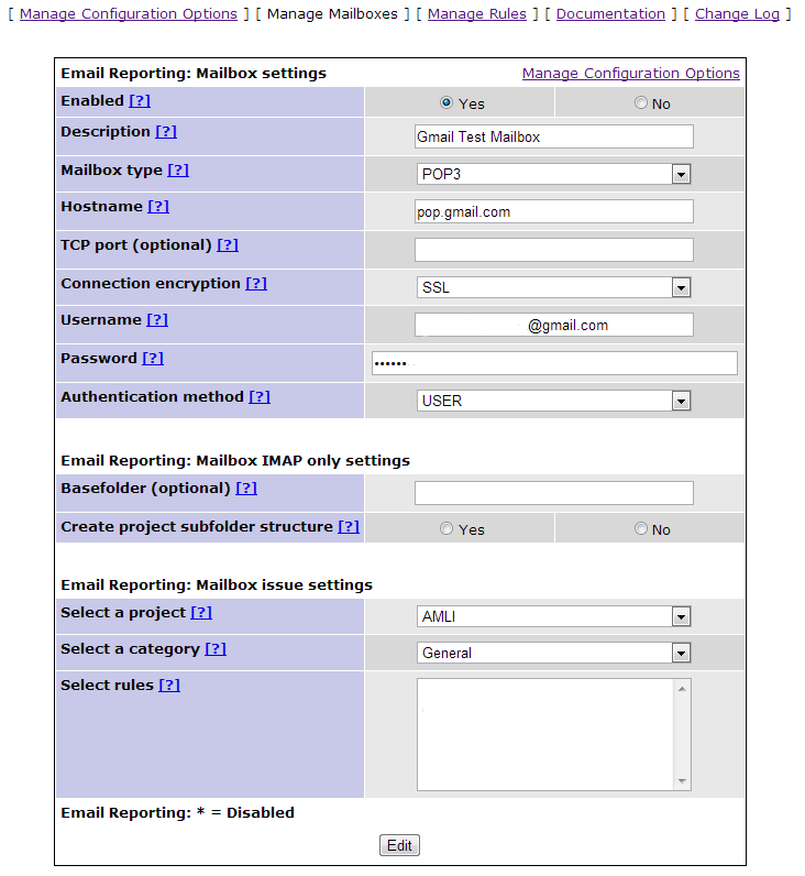 Manage Mail Box Mantis