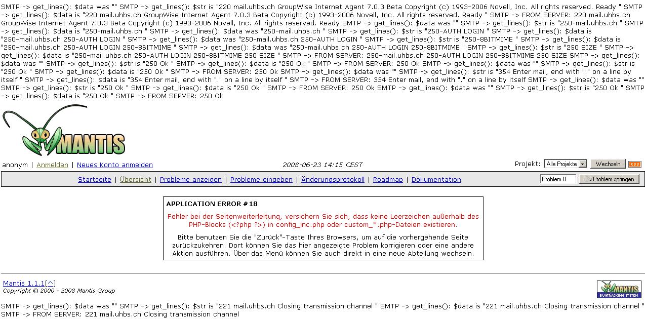 Application error 18 with PHP-code